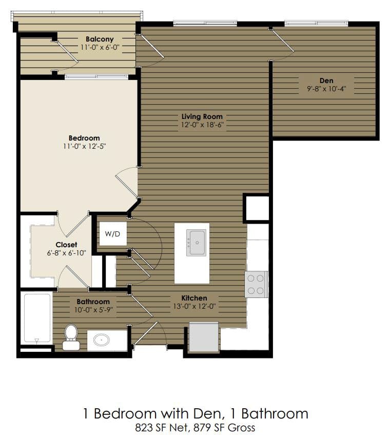 1 Bedroom with Den - Burnett