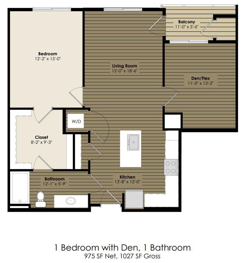 1 Bedroom with Den - Alcott